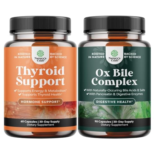 [BRSRECA6OR4BEFDG] Bundle of Herbal Thyroid Support Complex - Potent Kelp Iodine with L Tyrosine Bladderwrack Selenium Ashwagandha and Digestive Enzymes with Ox Bile Trypsin Papain Bromelain Enzyme for Pancrease Cleanse