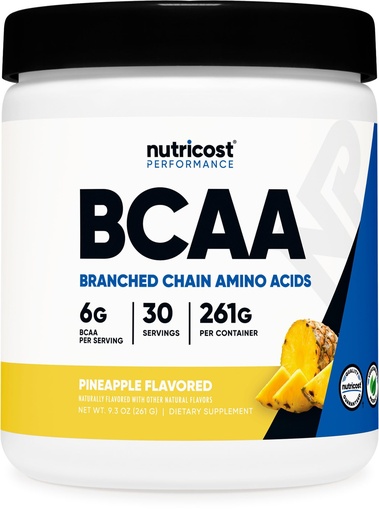 [BRSWGGABABYRSAL2] Nutricost BCAA Powder (Pineapple, 30 Servings) - Optimal 2:1:1 Ratio