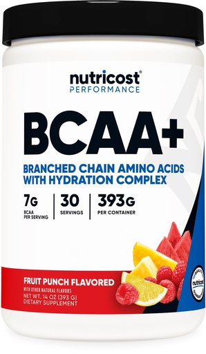 [BRSROBA2B57RGEYU] Nutricost BCAA + Hydration Powder (Fruit Punch) 30 Servings - Branched Chain Amino Acids with Hydration Complex - Gluten-Free, Non-GMO