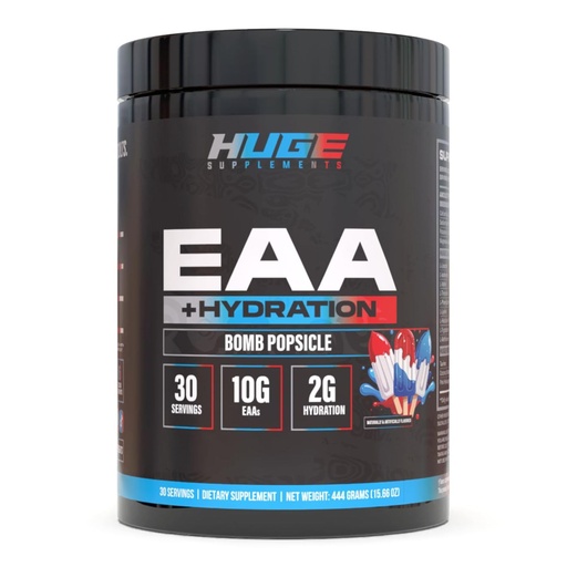 [BRSW22QROEFAMEQZ] Huge EAA + Hydration, Essential Amino Acids Powder, EAAs & BCAAs, Intra & Post Workout Recovery Powder, Muscle Growth, Recovery & Performance, 10g EAAs & Electrolytes, Bomb Popsicle, 30 Servings
