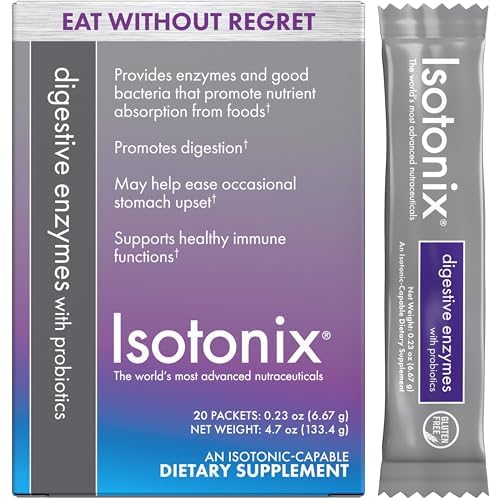 [BRSWIFAKBIBWKFT4] Isotonix Digestive Enzymes with Probiotics Packets – DigeZyme® Multi-Enzyme Complex & Bacillus coagulans – Supports Digestion & Nutrient Absorption, Vegan, Gluten-Free, 20 Packets (2 Servings Each)
