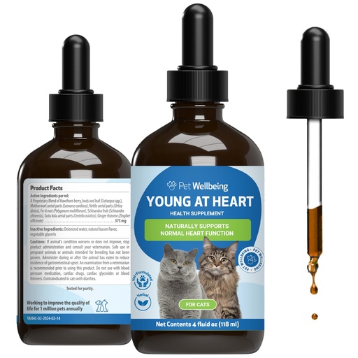 [BRSRAGA7ORYGM2YU] Pet Wellbeing Young at Heart for Cats - Senior Feline Heart Health Support, Cardiovascular Wellness with Hawthorn & Motherwort - NASC Certified & Vet-Formulated - 4 oz Liquid Formula