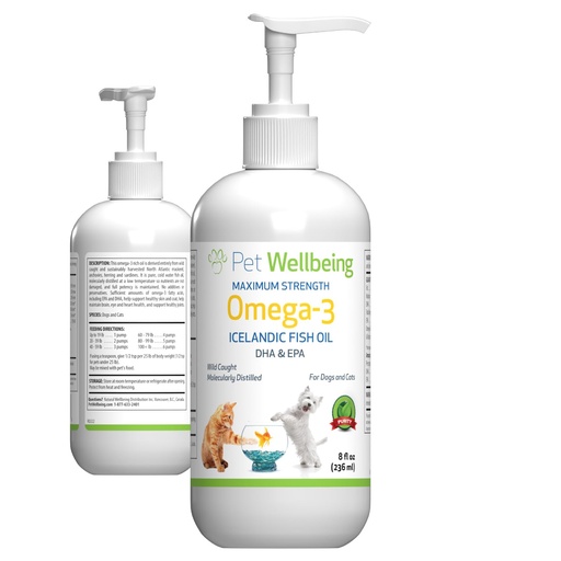 [BRSWGHARCR6RO2TA] Pet Wellbeing Omega-3 Icelandic Fish Oil for Dogs - Wild-Caught, Cold-Water Fish, Healthy Skin and Coat, Joint Health and Mobility, Fatty Acids, Anchovies, Sardines - EPA, DHA - 8 fl oz (236 ml)