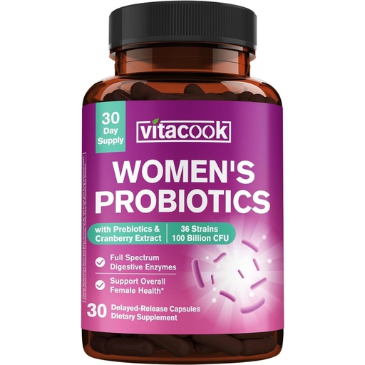 [BRSREZQNAV5GAETA] Probiotics for Women 100 Billion CFU 36 Strains, Women's Probiotic with Prebiotics & Digestive Enzymes, Organic Cranberry, Boost Digestive, Vaginal & Urinary Health, 30 Vegan Caps