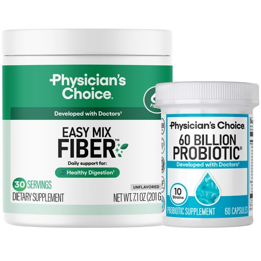 [BRSRECY3BV6GKEY2] Physician's CHOICE 60 Billion Probiotic 60 Count + Easy Mix Fiber Bundle