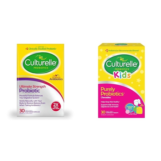 [BRSROAIKCR4BMDTK] Culturelle Ultimate Strength Probiotic for Men and Women & Kids Chewable Daily Probiotic for Kids, Ages 3+, 30 Count