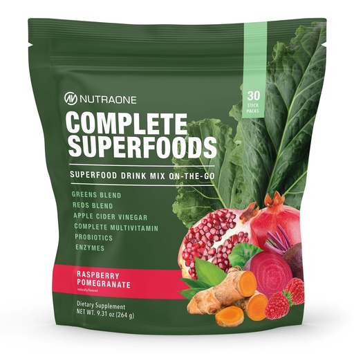 [BRSROCYNAUNAEDTD] Complete Superfoods, Complete Spectrum Multivitamin, Greens and Reds Blend, Enzymes, Probiotics (Raspberry Pomegranate, 30 Stick Packs)
