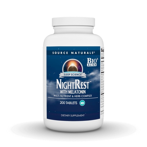 [BRSWIYQOAUAQIGTG] Source Naturals NightRest with Melatonin - Multi Nutrient and Herb Complex - 200 Tablets