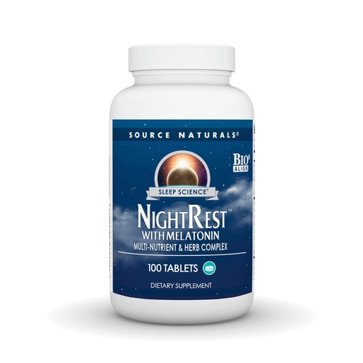 [BRSWIYTYCUPQYFA7] Source Naturals Sleep Science NightRest with Melatonin - BioAligned MultiNutrient & Herb Complex, for Rest & Relaxation Support* - 100 Tablets