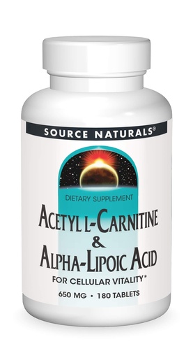 [BRSWIY3ROYPR63QV] Source Naturals Acetyl L-Carnitine & Alpha-Lipoic Acid 650mg - 180 Tablets