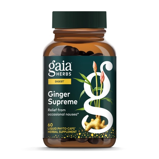 [BRSWIYL7C4ARQCY7] Gaia Herbs Ginger Supreme - Supports Healthy Digestion & Relieves Occasional Nausea* - with Organic Ginger Root & Turmeric Root - 60 Vegan Liquid Phyto-Caps (60 Servings)