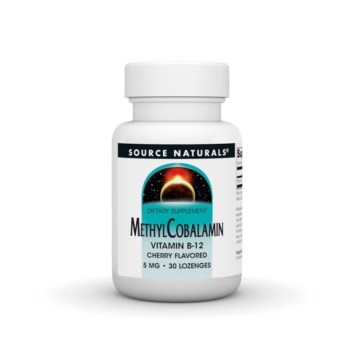 [BRSWIYQAO4HRAD3I] Source Naturals Methylcobalamin Vitamin B-12 -Cherry Flavored -5mg - 30 Lozenges