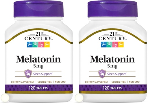 [BRSRAY3ROYCQIEL7] 21st Century Melatonin 5 mg Tablets, 120 Count (Pack of 2)