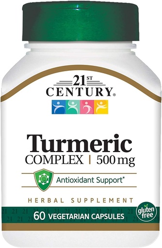 [BRSWG2QQAUIW2ETH] 21st Century Turmeric Complex 500 mg - 60 Vegetarian Capsules, Pack of 4