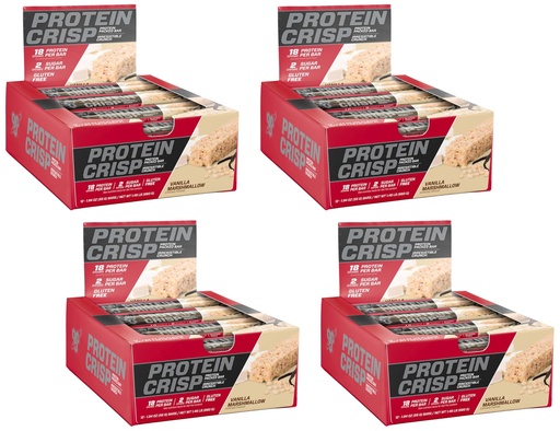 [BRSRGAAFCEFGOFD3] BSN Protein Crisp Bar, Vanilla Marshmallow, 18 Gram Protein Snack Bars with Whey and Fiber, Gluten-Free Crunchy Energy Bars for Workout, Fitness, On-the-Go, 12 Count (Pack of 4)