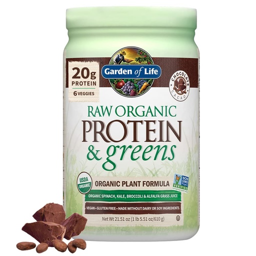 [BRSRGAAFBMIAYD3Z] Garden of Life Raw Organic Protein & Greens, Chocolate Cacao, 1 lb 5.51 oz (610 g) (Pack of 6)