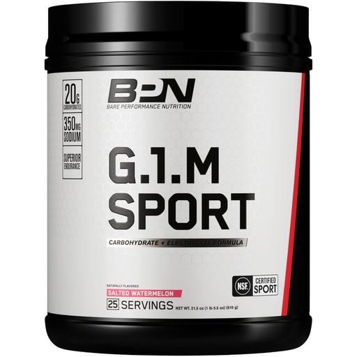 [BRSROYDRCQPR4HY2] BARE PERFORMANCE NUTRITION, BPN G.1.M Go One More Sport, Endurance Training Fuel, Superior Carbohydrate & Electrolytes Powder Formula, Reduce Fatigue, Salted Watermelon, 25 Servings