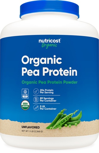 [BRSWYYY2AB6GGE3A] Nutricost Organic Pea Protein Isolate Powder (5LBS) - Unflavored, Certified USDA Organic, Protein from Plants, Vegetarian Friendly, Gluten Free, Non-GMO