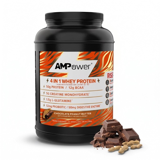 [BRSRGELQB4GWAALF] Chocolate Peanut Butter Whey Protein Powder - R.I.S.E Formula Designed by Athletes - 50g Protein, BCAA, Creatine, L-glutamine, Probiotics & Digestive Enzymes - Whey Isolate Protein Powder 30 Servings