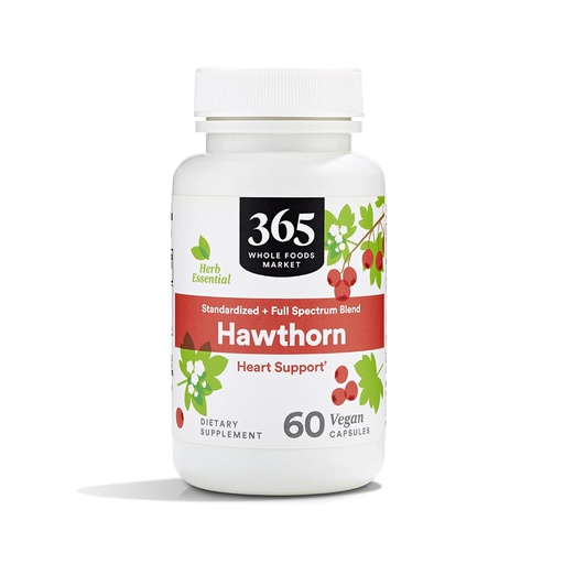 [BRSRMAYQDMBRAEQ6] 365 by Whole Foods Market, Hawthorn Standardized + Full Spectrum Blend, Heart Support, Vegan Capsules, 60 Count