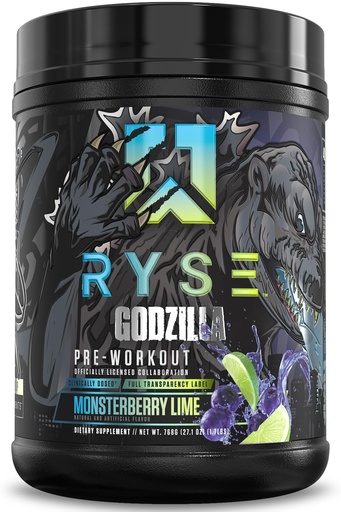 [BRSW2AYQO4PWCCDJ] RYSE Godzilla X Noel Deyzel Pre Workout Powder - Monsterberry Lime - 400mg Caffeine, High Stim Pre-Workout for Men & Women with Citrulline & Beta Alanine - Energy, Pump & Focus - 20/40 Servings