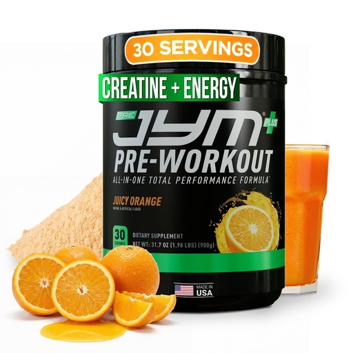 [BRSRAC3RAF7BA3T3] JYM Supplement Science Pre JYM Plus Orange Pre-Workout Powder, Amino Nitrates, Creatine, Betaine, Nootropics, BCAA’s, for Men & Women, 30 Servings