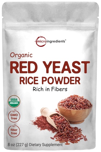 [BRSWGAT2BMGQKHIU] Organic Red Yeast Rice Powder, 8 Ounce (1 Year Supply), Non-GMO, Vegan Friendly