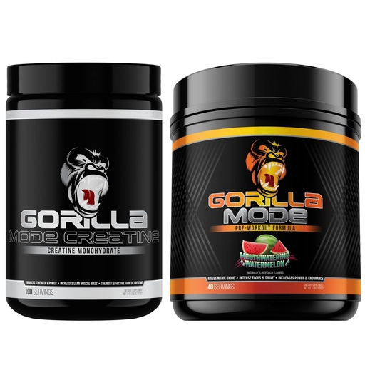 [BRSREH36OIMWOGT2] Gorilla Mode Creatine Monohydrate Micronized Powder & Pre Workout (Watermelon)- Massive Pumps | Laser Focus Energy | Improved Muscle Size | Power Output and Strength
