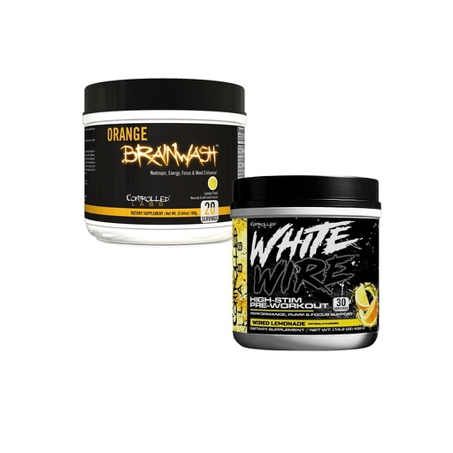 [BRSRGBT7CMMRQCTB] CONTROLLED LABS White Wire Pre-Workout Lemonade with Creatine & Citrulline (30 Servings) + Orange Brainwash Nootropic Lemon Frost (20 Servings) – Energy, Focus & Endurance Bundle