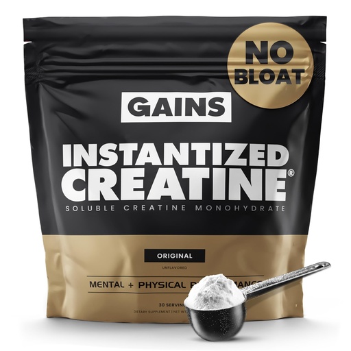 [BRSROCARCQGW2E34] Gains in Bulk Instantized Creatine Monohydrate for Men & Women, Soluble Creatine Powder, Supports Muscle Building, Strength and Performance, Bodybuilding Supplements, Unflavored, 30 Servings