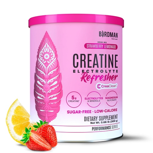 [BRSREH3YDFYGMHLL] BIRDMAN Creatine Refresher | Creatine Monohydrate Powder with Electrolytes, Magnesium Glycinate & Vitamins | Creaclean Seal | Sugar Free, Low Calorie | Strawberry Lemonade | 30 Servings