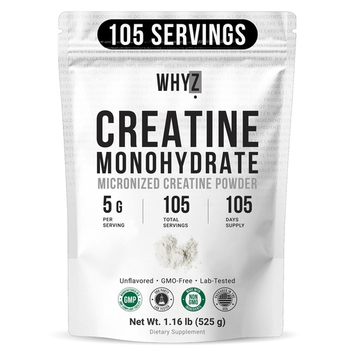 [BRSREGIBOQCWYEI6] Creatine Monohydrate Powder, Micronized & Unflavored, Creatine Supplement for Men & Women, Muscle Support, Strength & Recovery, 105 Servings,1.16 lb (525g)