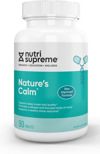 [BRSWGGANA4IGAEIY] Calm Tablets: Nature's Calm Dietary Supplement - Natural Relief of Stress, Anxiousness, Nervousness, Sleeplessness and Irritability and Improved Sleep - 90 Tablets