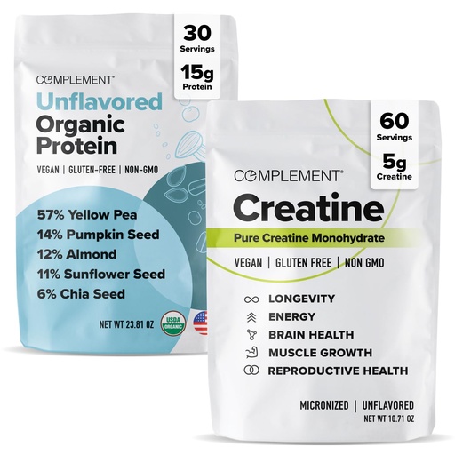 [BRSRAZA3DEBAAH3V] Complement Unflavored Protein & Creatine Bundle – Plant-Based Protein Powder and Creatine Monohydrate for Enhanced Muscle Performance