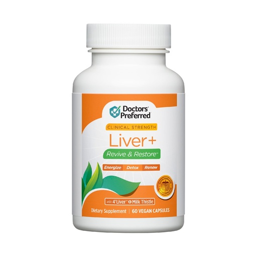 [BRSROEAHBF6AAELV] DOCTORS' PREFERRED Liver+ Revive & Restore 10-in-1 Formula with Clinically Validated 4’Liver and Milk Thistle | 60 Capsules