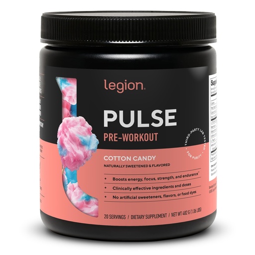 [BRSRACT5O4IQGFL3] LEGION Pulse Pre Workout - All Natural Nitric Oxide Preworkout Drink to Boost Energy, Creatine Free, Naturally Sweetened, Beta Alanine, Citrulline, Alpha GPC (Cotton Candy)