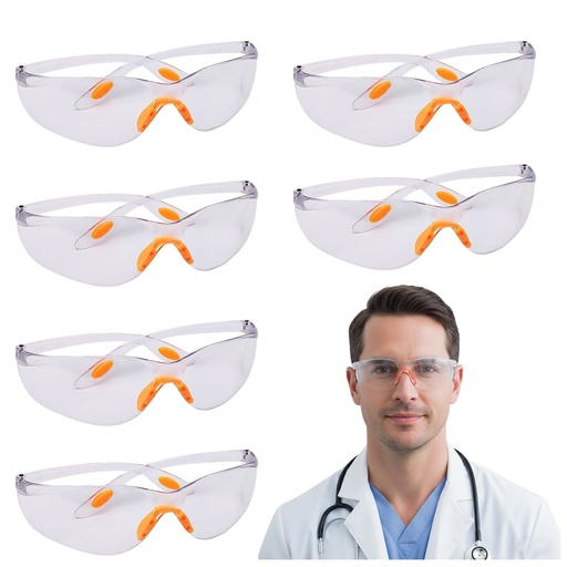 [BRSRGFQOCENWCHLZ] 6 Pack Safety Glasses for Work & Lab–Protective, Chemistry, Laboratory & comfortable, Durable&Impact-Resistant