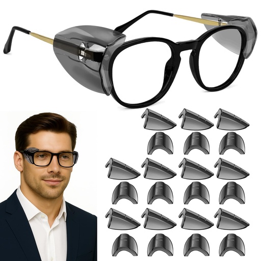 [BRSREYABOANAIAYY] Universal Glasses Side Shields for Prescription Eyewear -TPU Eye Protectors to Reduce Dust, Particles & Splashes