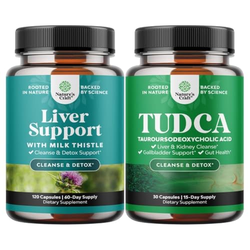 [BRSROCAZAQOREYDV] Bundle of Liver Cleanse Detox & Repair - Milk Thistle with Dandelion Root Choline Beetroot Artichoke Extract and Advanced Bile Salt TUDCA Supplement 500mg per Serving - Tauro Ursodeoxycholic Acid