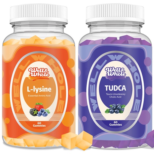 [BRSRAEILBYMW2ETU] Well&Whole L-Lysine Gummies 1000mg and TUDCA 1000mg Gummies with Milk Thistle 500mg