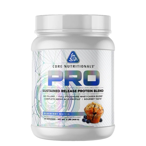 [BRSWYBQ3DN7GAG36] Core Nutritionals Pro Sustained Release Protein Blend, Digestive Enzyme Blend, 25G Protein, 2G Carb, 27 Servings (Blueberry)