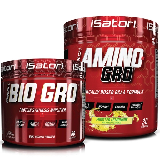 [BRSWYFI5BV6ROC32] iSatori Bio-GRO Protein Synthesis Amplifier - Unflavored (60 Servings) & iSatori Amino-GRO BCAA Powder - Frosted Lemonade (30 Servings)