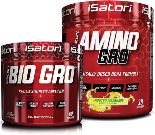 [BRSWYFI5BV6ROC32] iSatori Bio-GRO Protein Synthesis Amplifier - Unflavored (60 Servings) & iSatori Amino-GRO BCAA Powder - Frosted Lemonade (30 Servings)