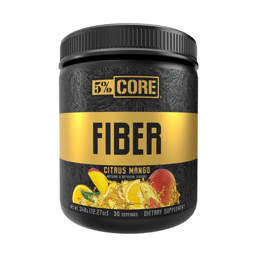 [BRSREBI3OICRYCQU] 5% Nutrition Core Fiber Powder | Prebiotic Soluble High Fiber Blend Supplement, Sugar Free with Fibersol, Fructooligosaccharides (FOS), Polydextrose & Psyllium Husk | Citrus Mango Flavor, 30 Servings