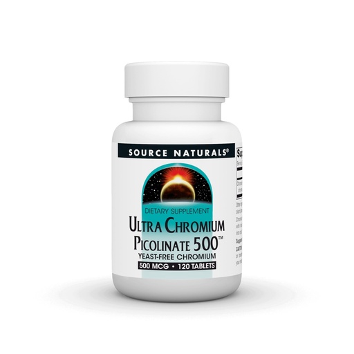 [BRSWIZ35CENBG3L4] Source Naturals Ultra Chromium Picolinate 500 Yeast-FreeChromium, Vegetarian Dietary Supplement, 500 mcg - 120 Tablets