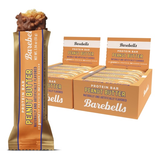 [BRSREYYYAEPG223Z] Barebells Protein Bars Peanut Butter - 24 Bars (2 Packs of 12), 20g High Protein Treats - Chocolate Peanut Butter Nutrition Bar with 1g Total Sugars - On-The-Go Breakfast or Post-Workout Snack
