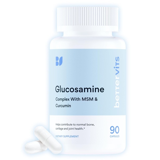 [BRSREGAHCIIQEE3B] Bettervits Glucosamine Complex with MSM Сhondroitin | Joint Supplements for Women and Men with Vitamin C | Arthritis Support Supplement for Mobility & Flexibility - 90 Capsules