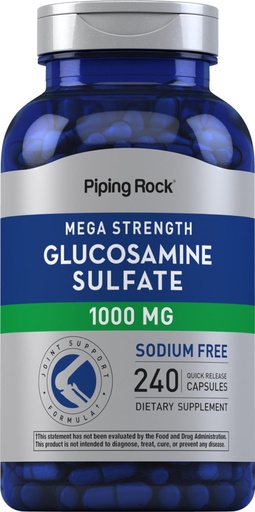 [BRSRMA35OF7GY2T4] Piping Rock Glucosamine Sulfate 1000mg | 240 Capsules | Mega Strength | Joint Support | Sodium Free | Non-GMO & Gluten Free Supplement