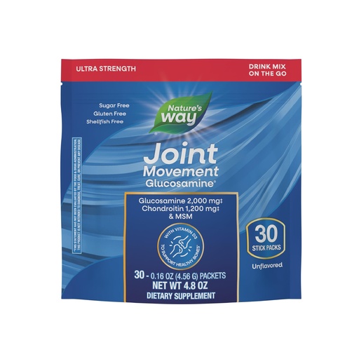[BRSRACYYA5YWGDTH] Nature's Way Joint Movement Glucosamine Drink Mix, Ultra Strength Glucosamine, MSM, Hyaluronic Acid, Vitamin D3, Supports Bones, Muscles, Cartilage*, No Sugar, Joint Support*, 30 Unflavored Packets
