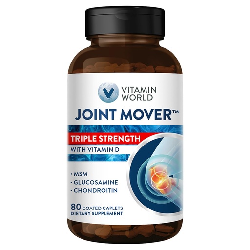 [BRSWGFT2AB7QG3I3] Vitamin World Triple Strength Joint Mover with Vitamin D Glucosamine Chondroitin MSM 80 Caplets, Promotes Healthy Joints, Promotes Comfort and Flexibility, Coated, Gluten Free
